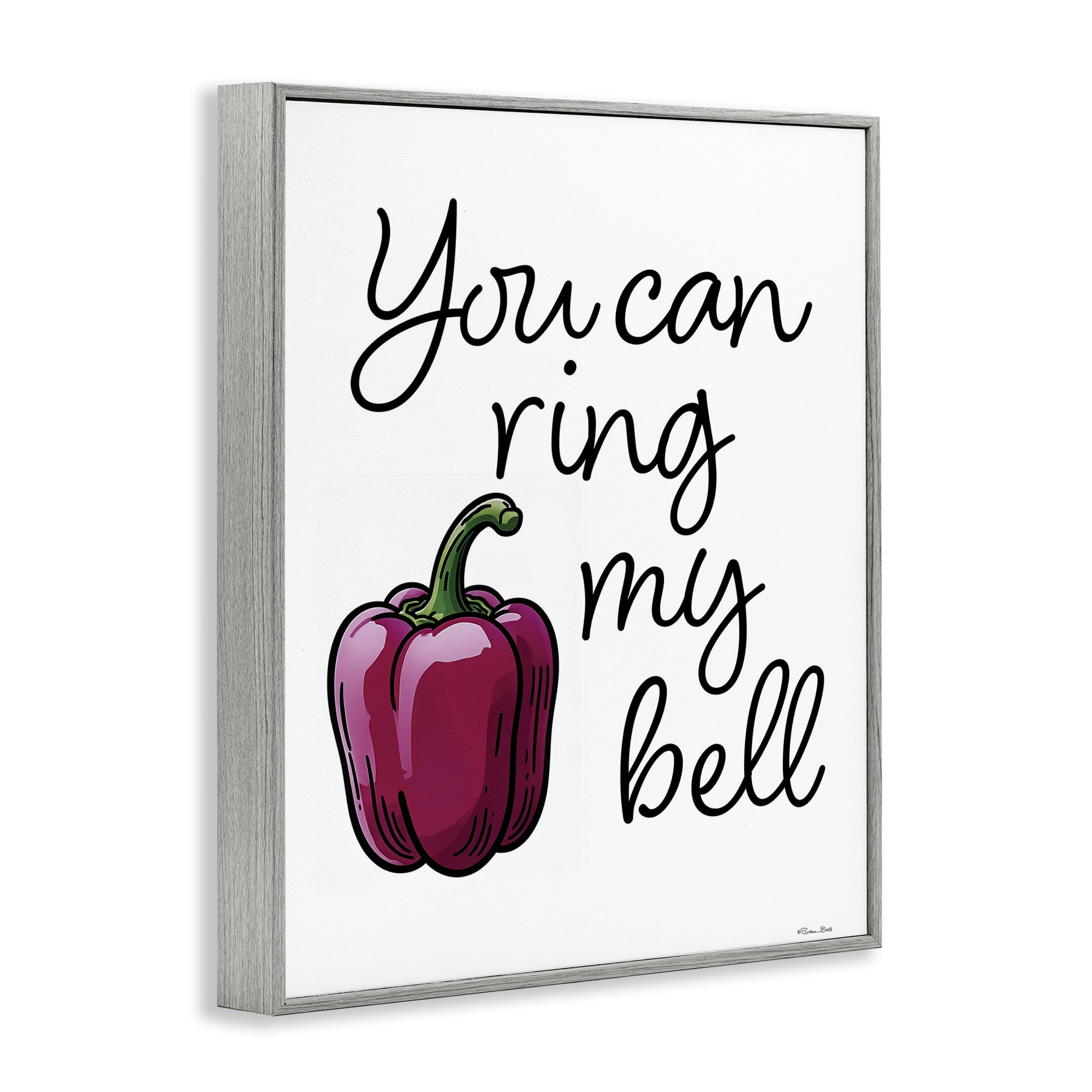 Stupell Industries Ring My Bell Pepper Gray Framed Giclee Art, design by Susan Ball