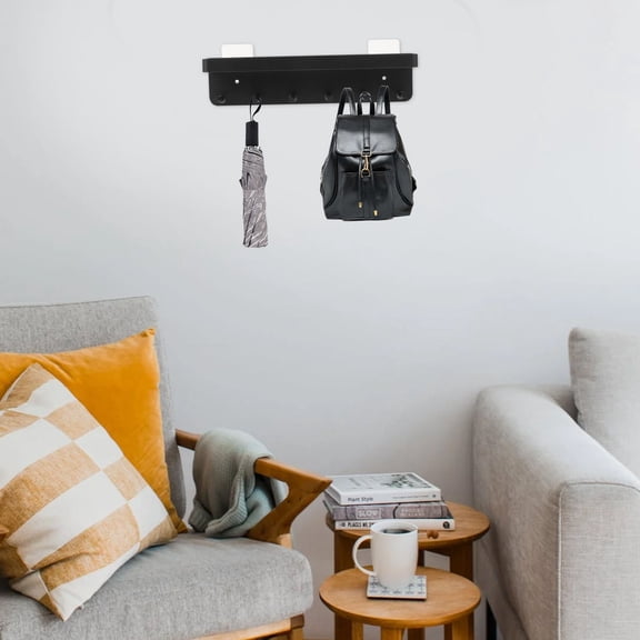 Yardwe Wall-Mounted Umbrella Rack Set with Keychain Holder, Nail-Free Installation, Black Organizer for Entryway