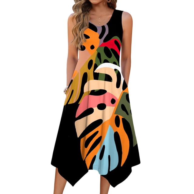 Vestido Zeagoo sin mangas sin mangas con estampado floral para mujer