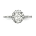 thumbnail image 4 of Solid 14K White Gold Diamond Oval Diamond Side-Stones with CZ Cubic Zirconia Center Stone Oval Halo Engagement Ring Size 7, 4 of 8