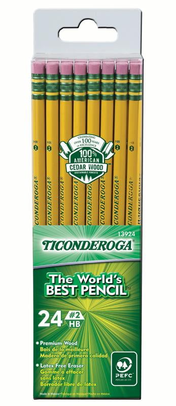 Ticonderoga Wood-Cased Pencils, #2 HB Soft, Yellow, 24 Ct