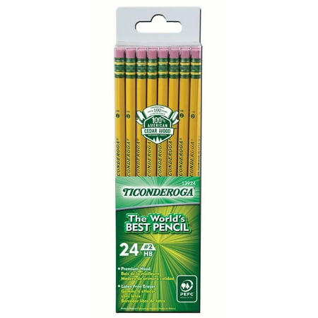Ticonderoga Pencil, 24 Count HB #2, unsharpened. The world’s BEST