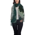 thumbnail image 2 of Women's Fashion Tassel Scarf, Green Vintage Texture Long Shawl, Lightweight and Warm, 2 of 9
