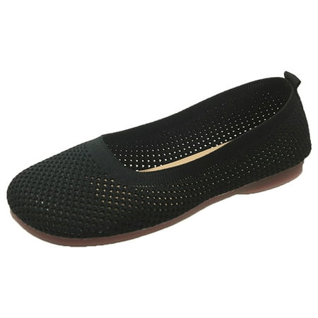OJSFQUFP Womens Comfort Sneakers Women Casual Shoes Fashionable New Pattern Simple and Pure Color Mesh All Season Casual Flat Bottom shoes Ballerina Flats for Women Black 39
