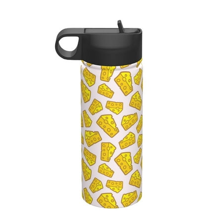 

Ocsxa Cheese Print 18 oz Insulated Water Bottle With Straw Stainless Steel Sports Water Cup Flask Wide Mouth Travel Thermal Mug for Home Office or Car