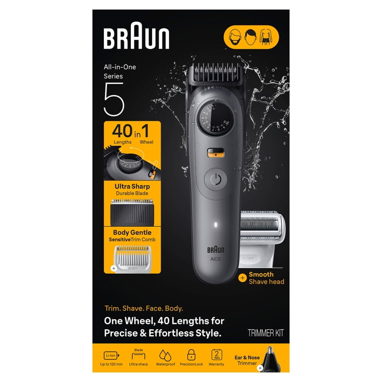 Braun All-in-One Series 5 Trimmer Kit, 40 Lengths, Ultra Sharp