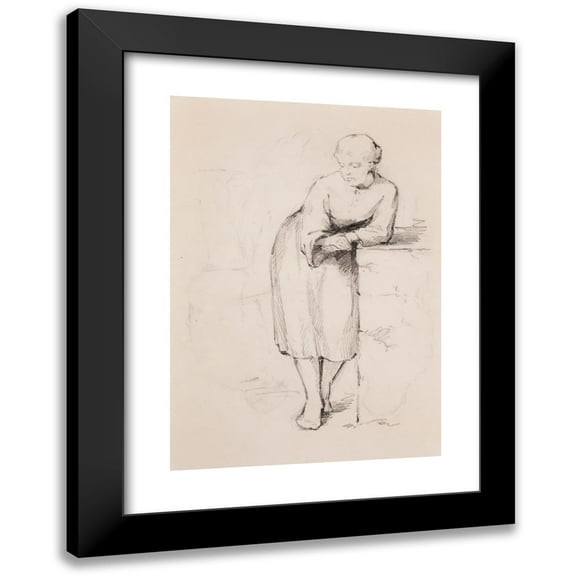 Helene Schjerfbeck 11x14 Black Modern Framed Museum Art Print Titled - Woman Based on the Wall (1872 - 1880)