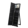 thumbnail image 3 of IVV Jewelry Cabinet with Blue LED Light Strip, Floor Standing Jewelry Armoire, Full Length Mirror Cabinet with Jewelries Storage, Internal Mirror, 4-Tier Shelf and 2 Drawers, Black, 3 of 9