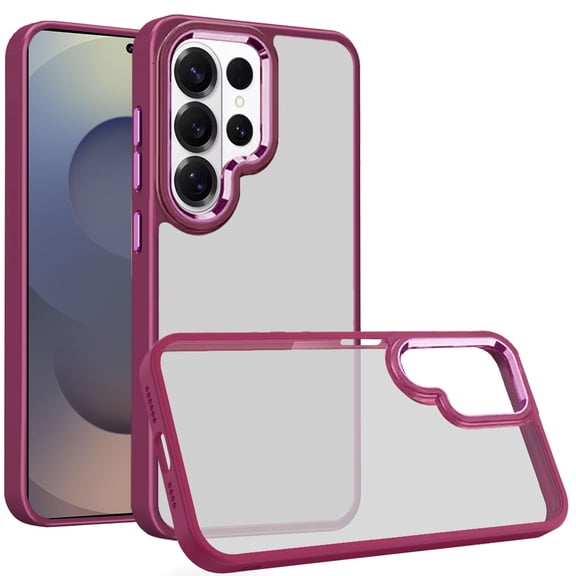 For Samsung s26 Ultra Finest Transparent Thick Acrylic Hybrid Metal Buttons Cover Case - Burgundy