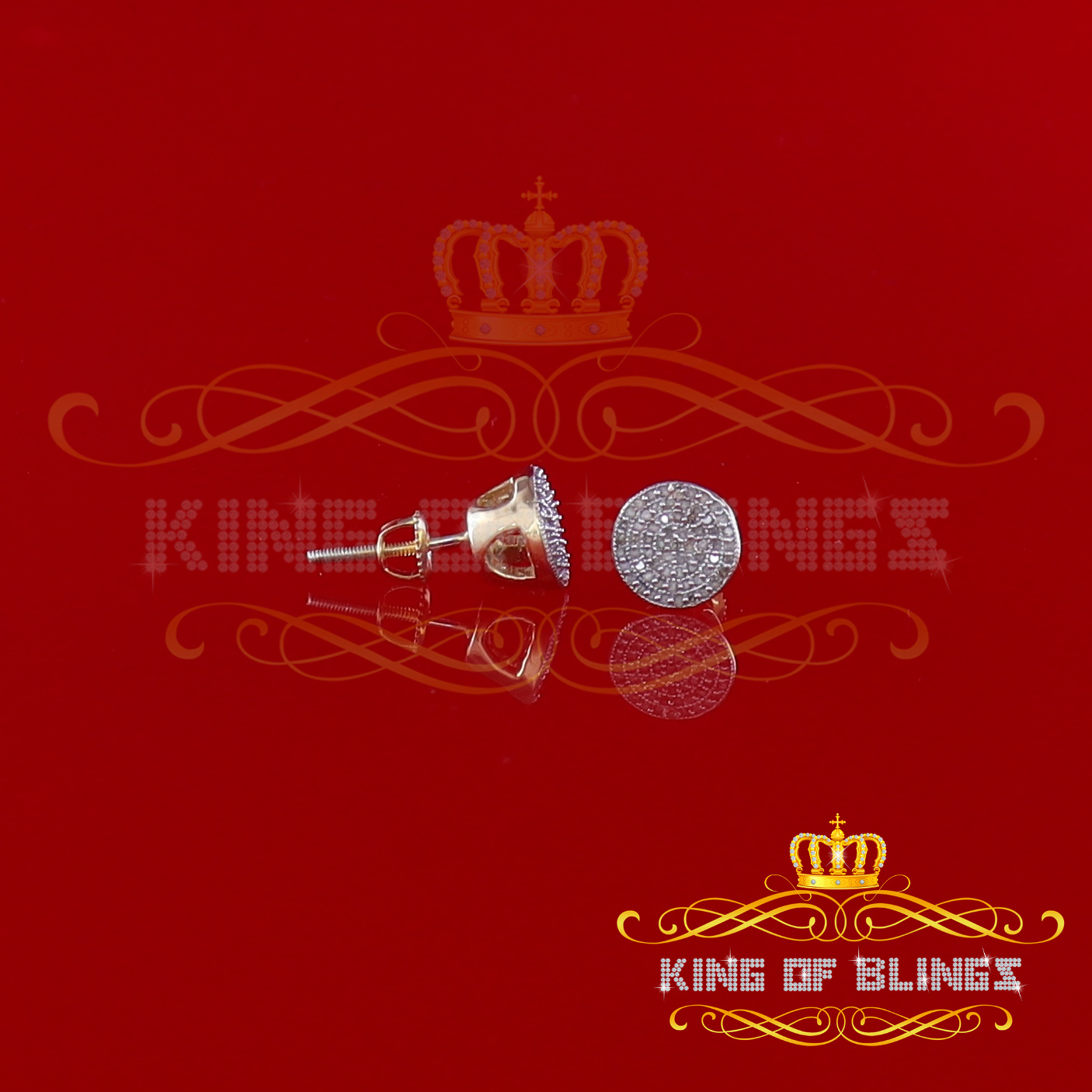 King of Bling's 925 Sterling Silver Yellow 0.25ct Diamond For Men's/Women's Stud Round Earrings