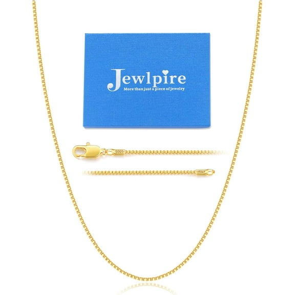 14-26 Inch Italian 1.3Mm 24K Gold Plated 925 Sterling Silver Box Chain Necklace For Women, Thin Women'S Chain Necklaces[o534]