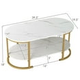 thumbnail image 5 of Resenkos 2-Tier Oval Wood Coffee Table with Large Top and Open Shelf, White Finish, 5 of 8