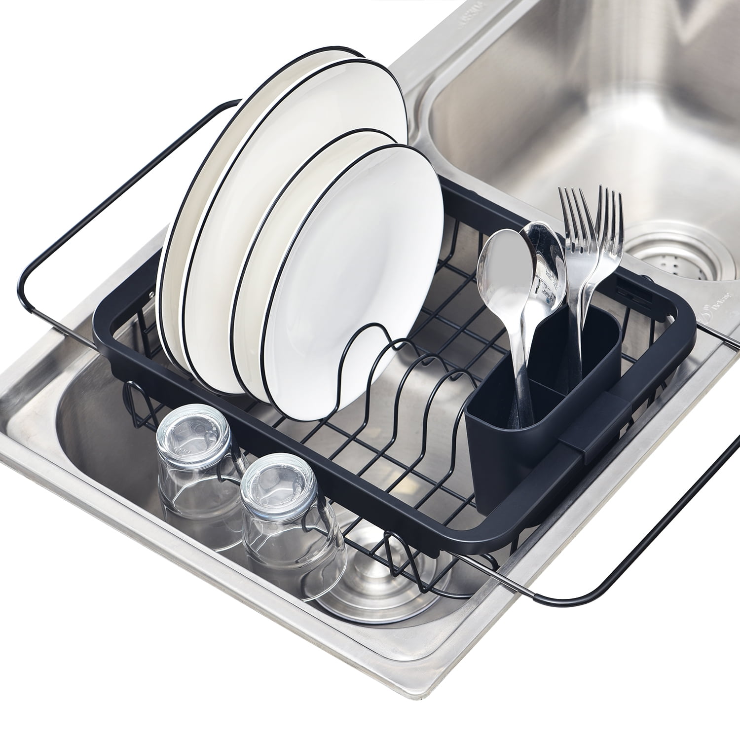 Expandable Deep & Large Dish Drying Rack, Over The Sink, in Sink or on  Counter Dish Drainer with Black Removable Utensil Silverware Holder,  Rustproof Stainless - China Wooden Dish Rack and Kayak