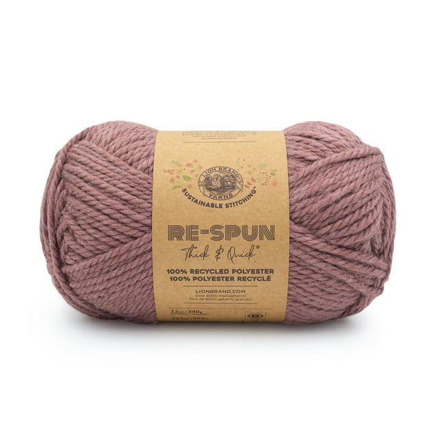 Lion Brand Re-Spun Thick & Quick® Yarn Cameo #6 Super Bulky Recycled Polyester Yarn, 340g/ 204m-1CT