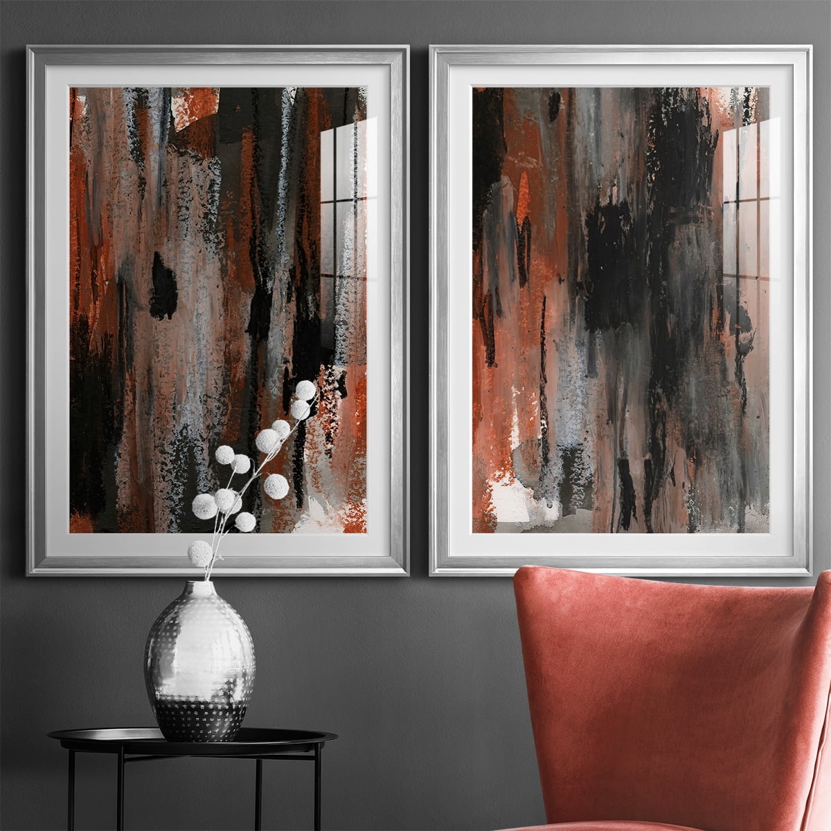 Wexford Home Loft Pastel VII Premium Framed Print, 30.5" x 42.5" - Ready to Hang, Silver (Set of 2)