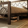 thumbnail image 3 of Amolife Brown Full Size Metal Platform Bed Frame with Circular Vintage Headboard & Footboard, 3 of 7