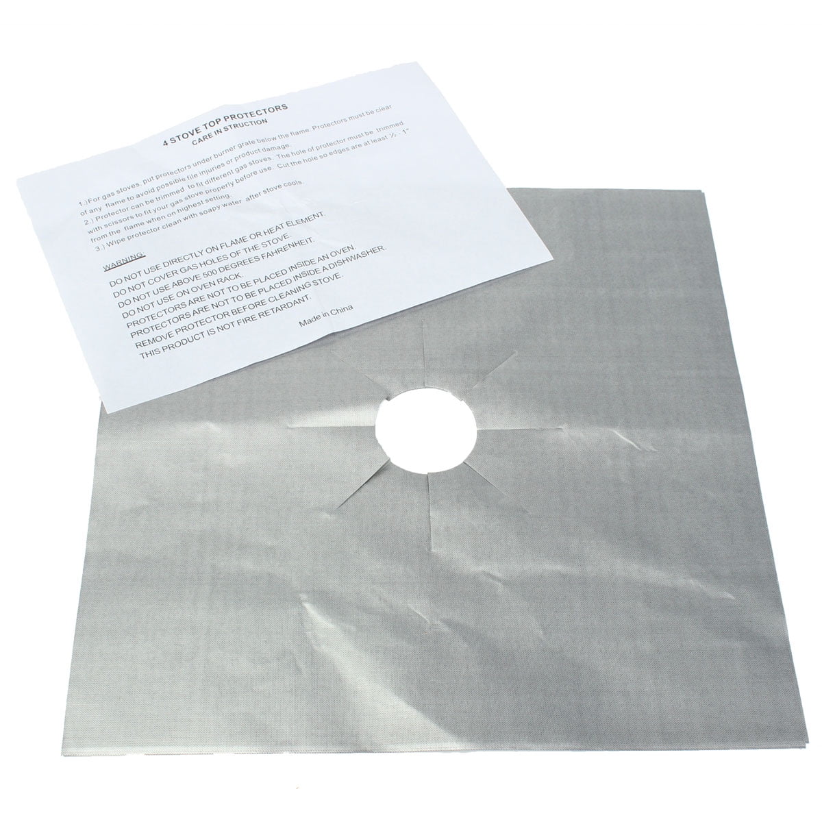 4pcs Aluminum Stove Mat Reusable Stovetop Protectors Foil Gas Hob