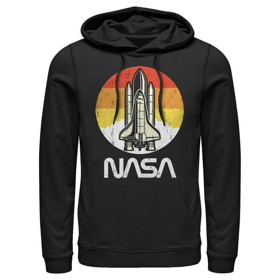 Men's NASA Sunset Retro Launch  Pull Over Hoodie Black Medium