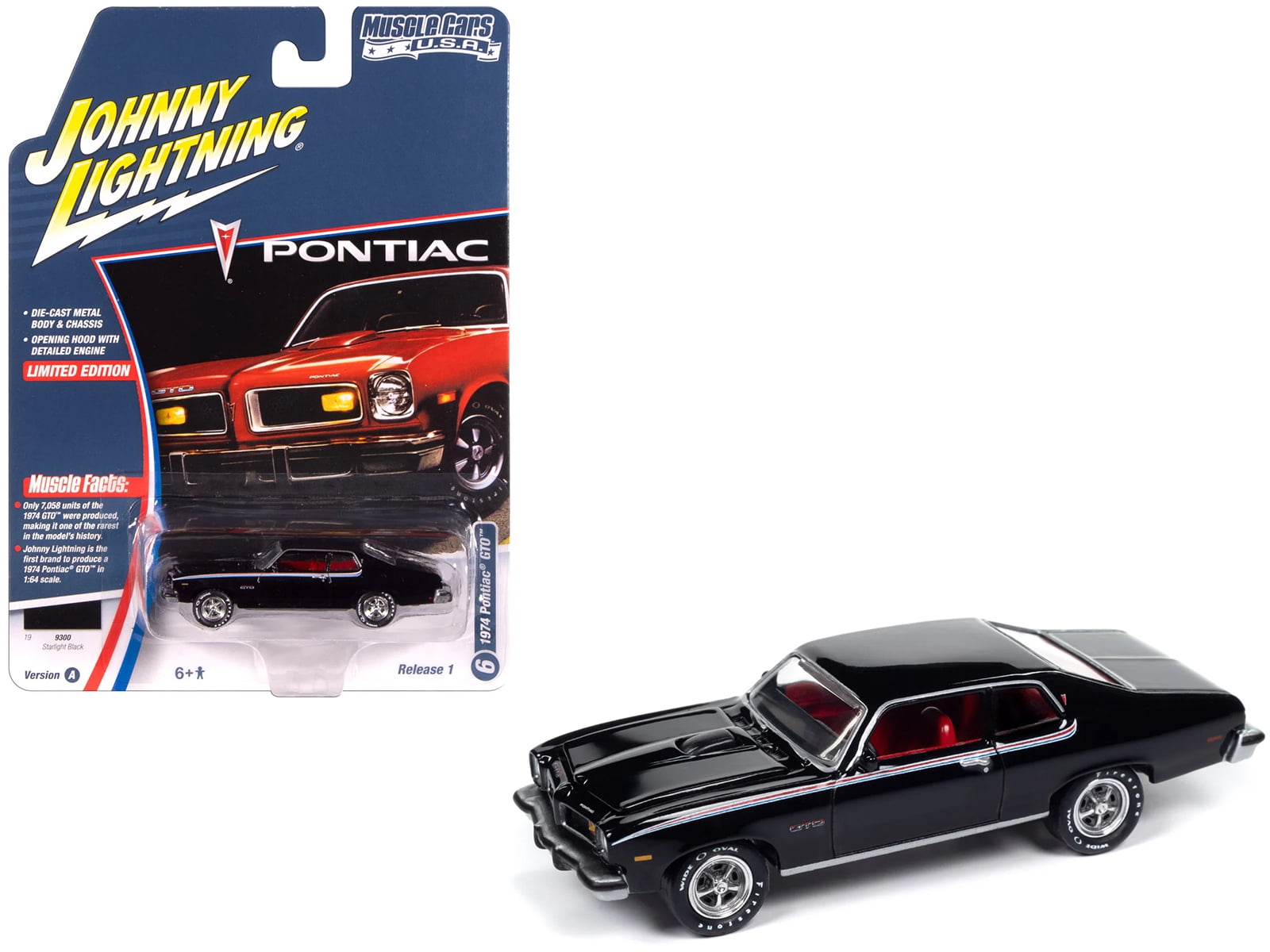 1974 Pontiac GTO Starlight Black with Red Interior 