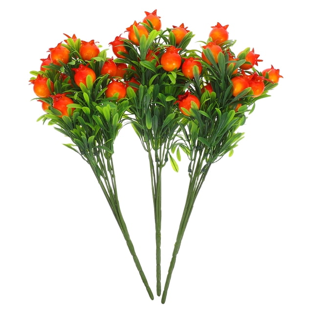 3 ramas de granada falsas, tallos realistas de granada, ramas de fruta artificial, ideales para arreglos florales, jarrones y decoraciones de mesa para fiestas
