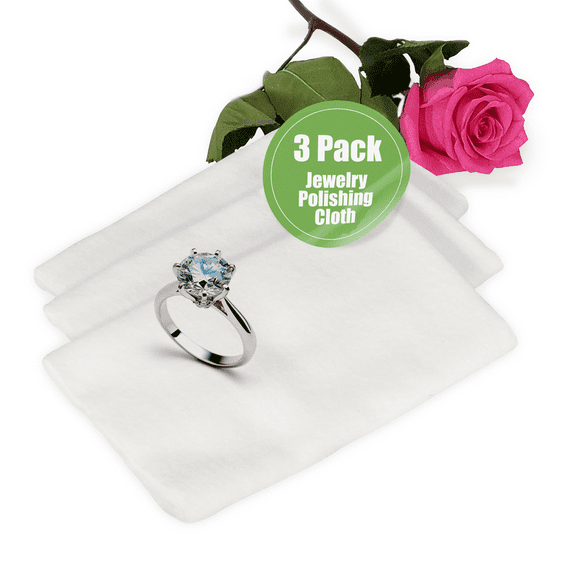 Sparkle Bright Products All-Natural Jewelry Cleaner, 100% Cotton Jeweler's Polishing/Drying Cloth. 3-Pack