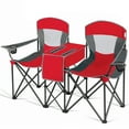 Gymax Outdoor Portable Large Lawn 2Person Folding Picnic Camping Chair with Adjustable Canopy