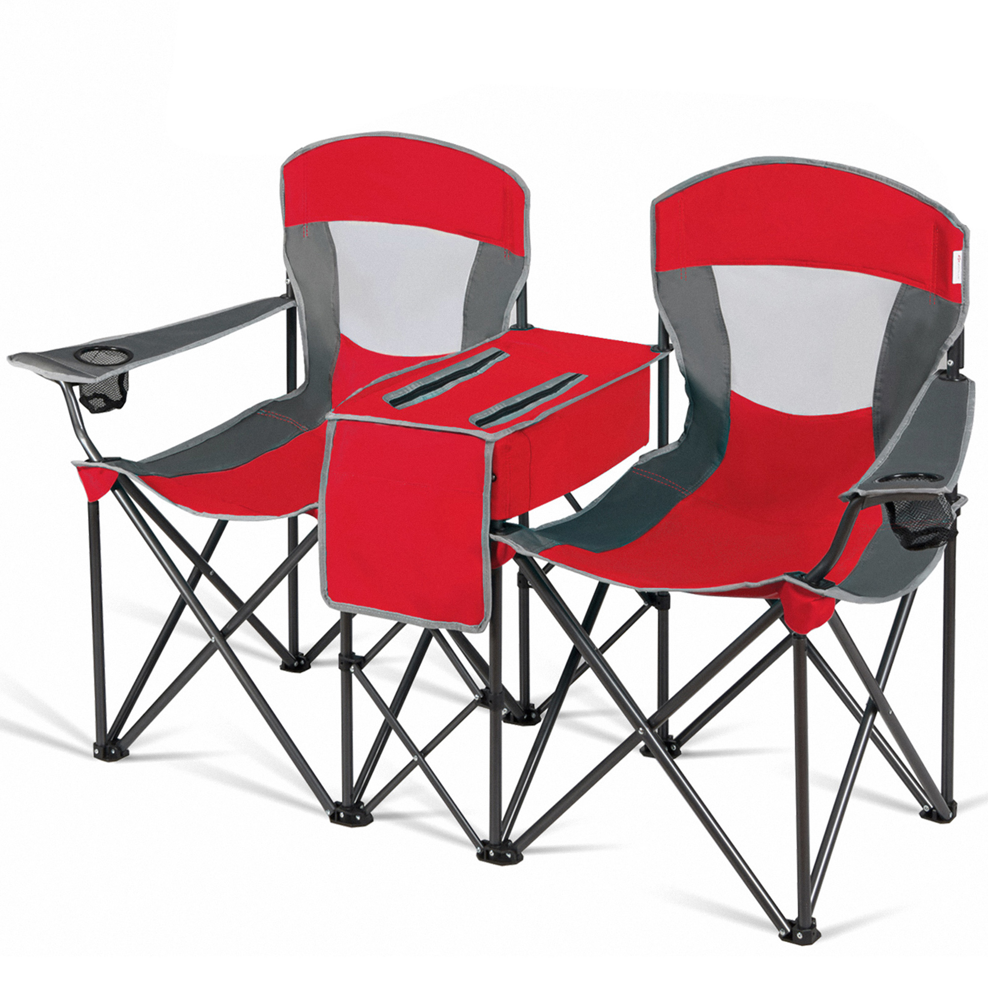 Gymax Folding 2-Person Camping Chair with Canopy and Cooler photo 6