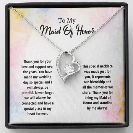 Maid Of Honor - Thank You Forever Love Necklace Gifts For Her Maid Of Honor Gift Matron Of Honor Gift Card For Maid Of Honor Thank You
