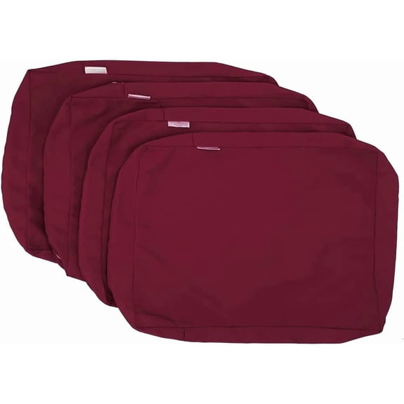 Burgundy Outdoor Water Patio Chair Cushion Seat Back Pillow Covers , 22 in x 14 in x 4 in (4 Covers)