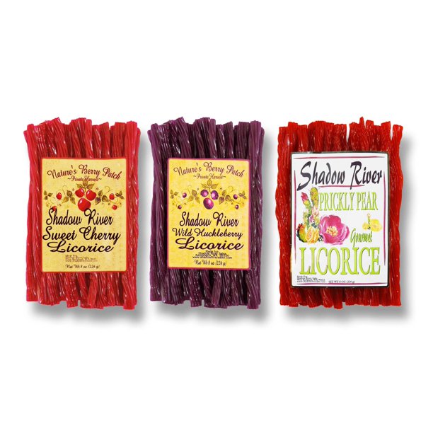 Shadow River Gourmet Licorice Candy Variety Pack Huckleberry, Cherry