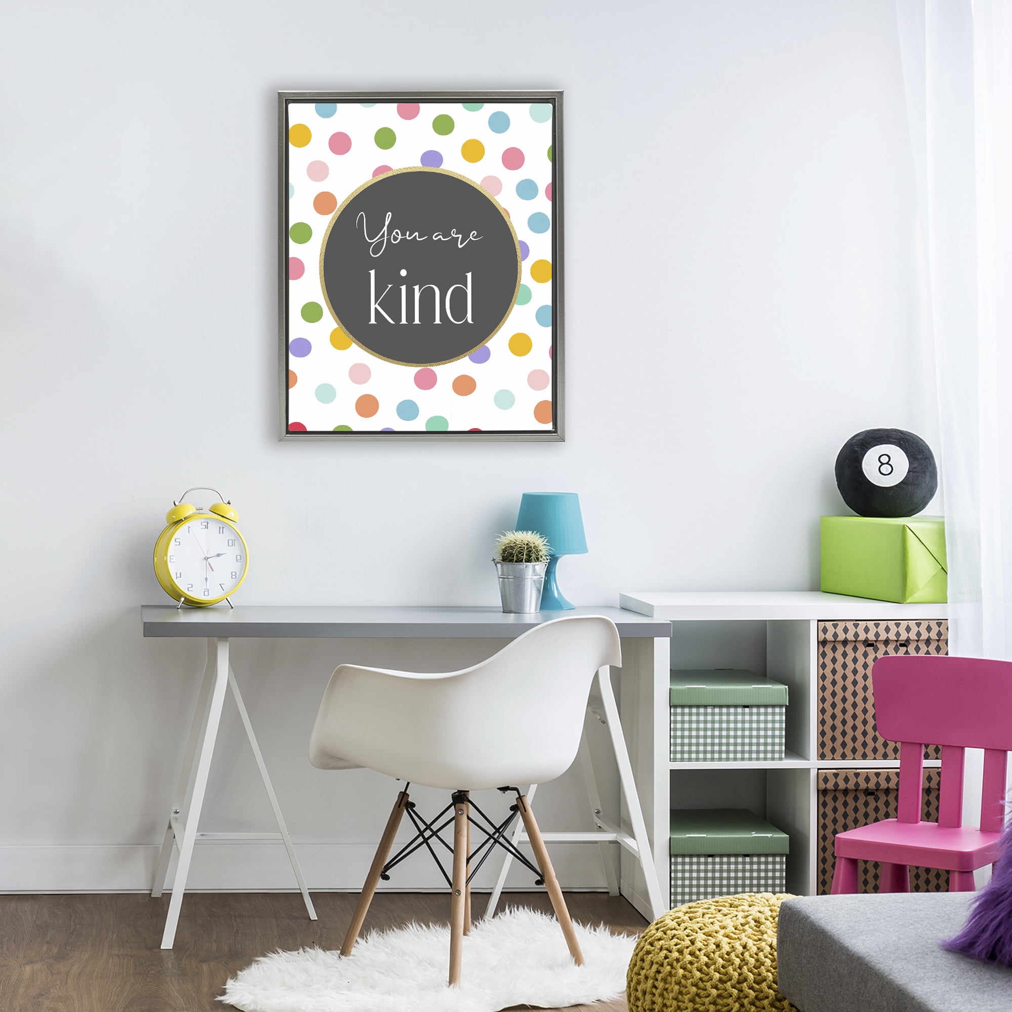 Stupell Industries You Are Kind Polka Dots Gray Framed Floater Canvas Wall Art, design by Christine Simpson Art
