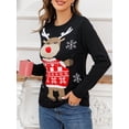 thumbnail image 6 of KelaJuan Women Christmas Sweater Winter Long Sleeve Round Neck Reindeer Pattern Loose Fit Pullover Tops, 6 of 6