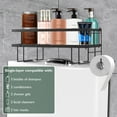 thumbnail image 6 of Nefoso Over Toilet Storage Shelf, Bathroom Organizer Shelves with Toilet Paper Holder & Hanging Hook, Metal Toilet Storage Rack, No Drilling Space Saver (Black), 6 of 10