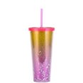 thumbnail image 1 of Double Layer Plastic Cup Creative Paper Card Straw Cup Sequin Water Cup, 1 of 4