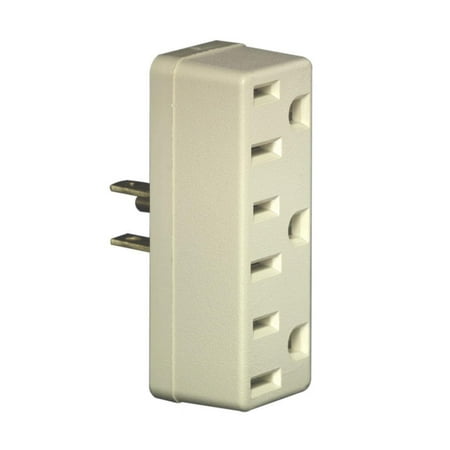 Leviton 697-I 15 Amp, 125 Volt, Triple Outlet Adapter, Ivory