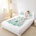 thumbnail image 3 of Manfei Kawaii Bow Ghost King Sheets 4pcs, Happy Halloween Floral Pumpkin Bedding, Green White Pink,1 Fitted Sheet, 1 Flat Sheet and 2 Pillowcases, 3 of 5