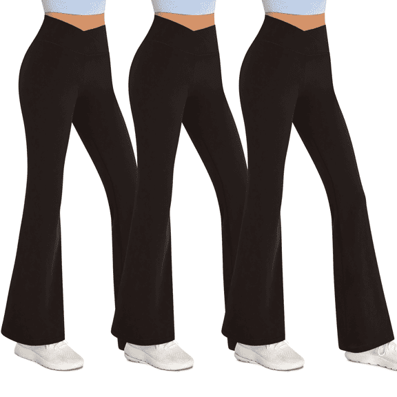 Sweet Hearts 3-Pack Flare Leggings for Women- Crossover Yoga Pants Women’s Clothing Made in USA