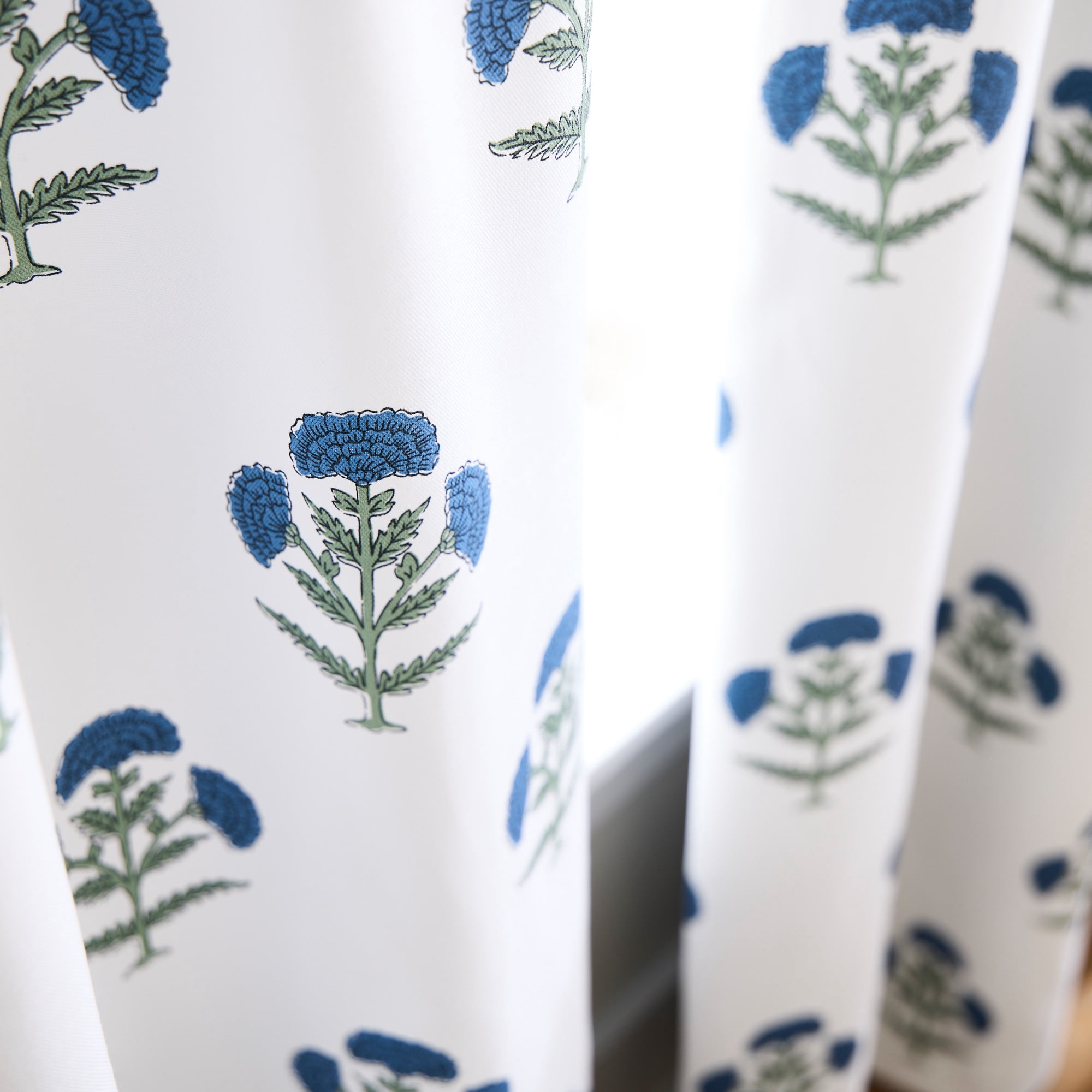 Martha Stewart Ayana Curtain Panel Pair, Blue, Back Tab, Blackout, Indoor, Adult, 2 Piece Set, 37" x 95"