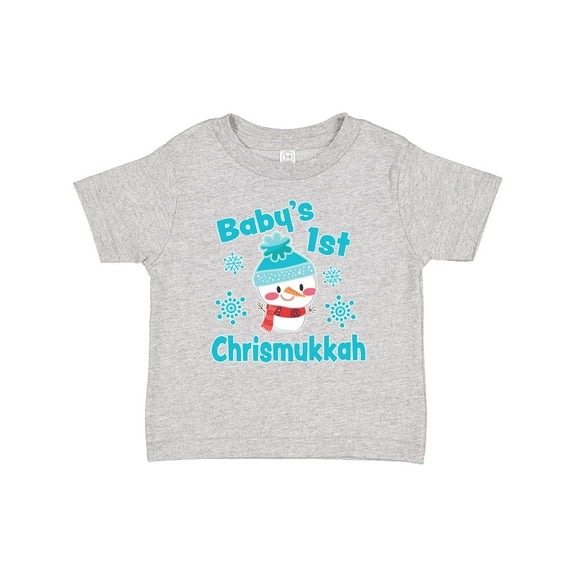 Inktastic Baby's 1st Chrismukkah with Cute Snowman and Snowflakes Boys or Girls Baby T-Shirt