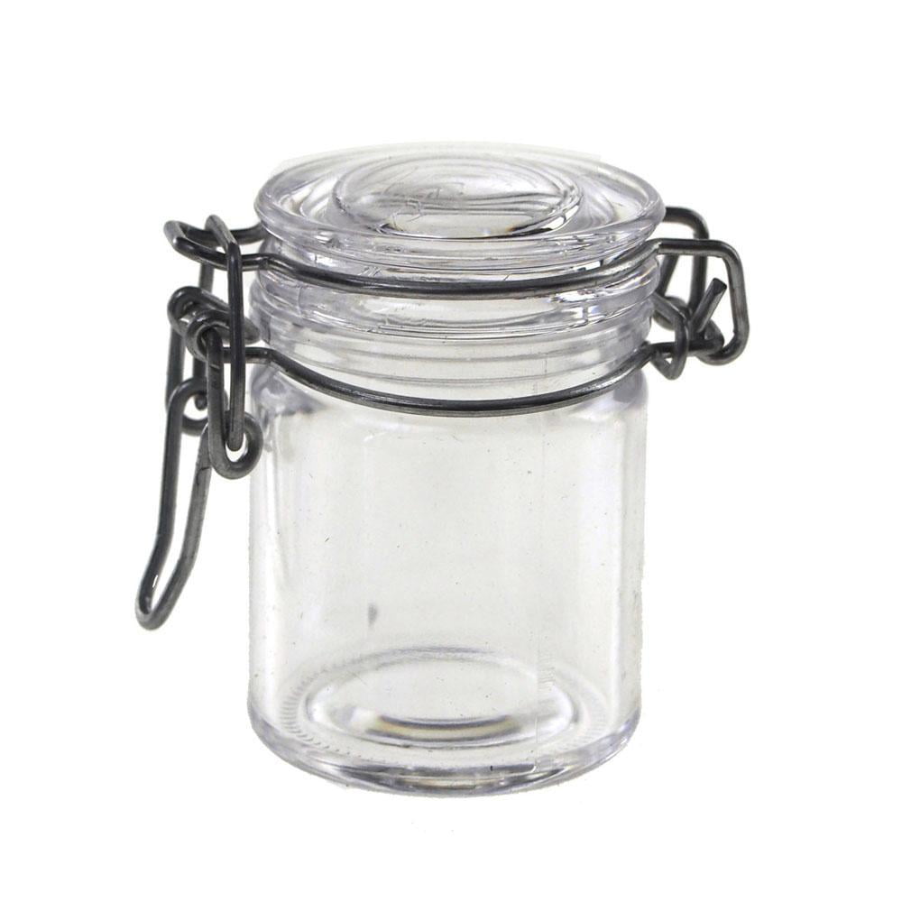 Clear Acrylic Hinge Locking Lid Candy Jar, 2Inch, 3Piece