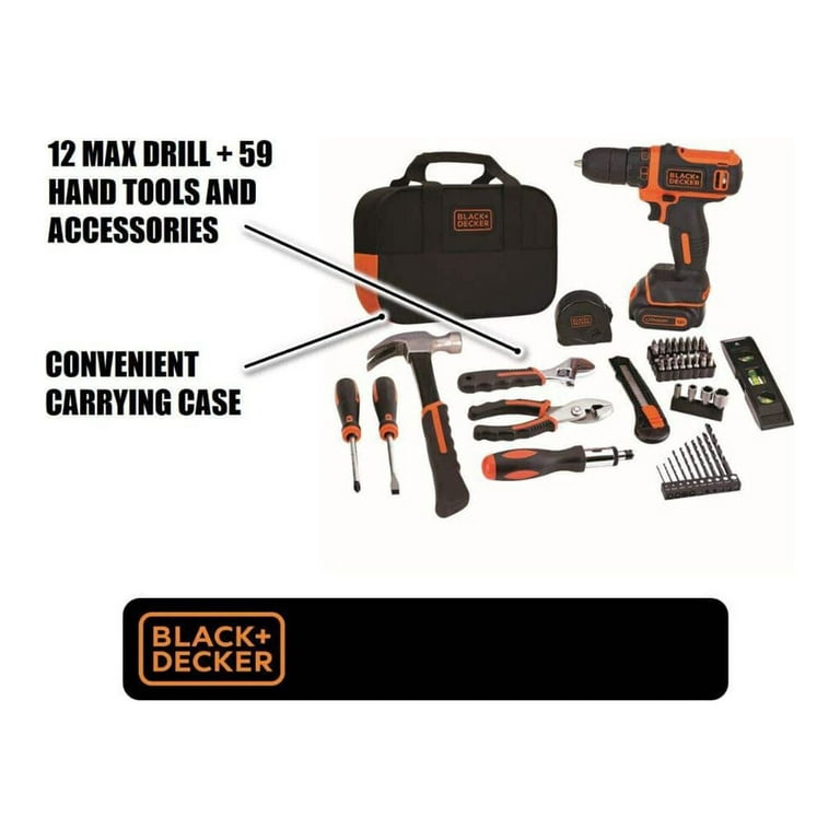 BLACK+DECKER 12-Volt MAX Lithium Drill And 59-Piece Project Kit