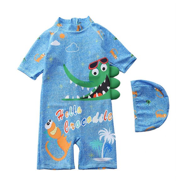 Kids Baby Swimwear Suit Clothes 2Pcs Cap Bodysuit Toddler Swimming Bathing Wetsuit Clothes Swimsuit for Children Boys A13