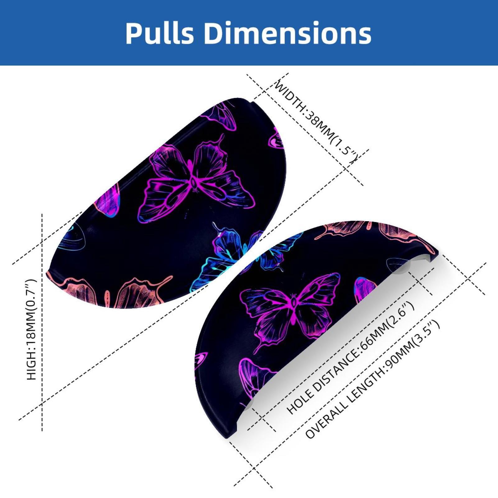 PhooArto 6 Pcs Cup Drawer Pulls, Neon Butterflies Pattern Shell Shape Handles Cabinet Knobs for Dresser Cupboard Closet Wardrobe with Screws
