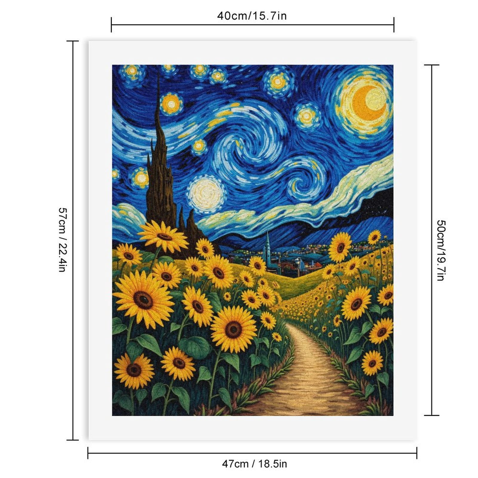 Paint by Numbers Kit for Adults, Sunflowers Under Starry Night Sky Paint by Numbers, Easy Paint by Numbers Kit for Adults Beginner, DIY Adult Paint by Number Kits on Canvas, 12x16in Home Decor