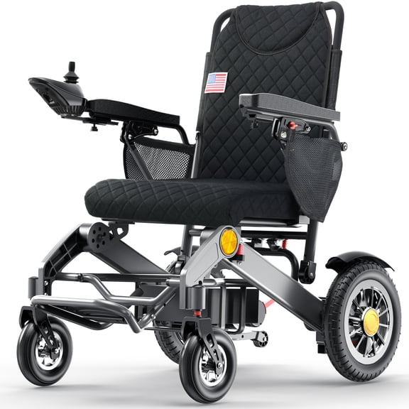 Nguyen Quach Heavy Duty Electric Wheelchairs for Adults - Foldable Electric Wheelchair with 20-inch Wide Seat, Range of 25 miles, Supports 400 lbs, Suitable for Home, Park, Travel, Black