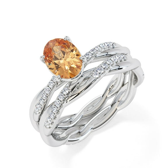 925 Sterling Silver Oval-Cut 1 Ctw Citrine Gemstone Solitaire Accent Stones Rings – Romantic Promise Women Ring Graduation Gift for Her_9.5
