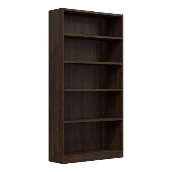 Pemberly Row Universal Tall 5 Shelf Bookcase in Black Walnut - Engineered Wood