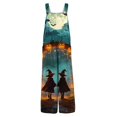 thumbnail image 5 of LNZGNM Halloween Womens Jumpsuit Witch Pumpkin Printed Square Neck Sleeveless Wide Leg Jumpsuit with Side Pockets and Button Straps,Yellow (XL), 5 of 6