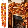 thumbnail image 2 of DefiDgd Artificial Maple Leaf Garland,Reusable Faux Fall Vine Decor,Autumn Hanging Greenery Vine for Thanksgiving Halloween Wall Fireplace Table Front Door Home Decor(J), 2 of 8