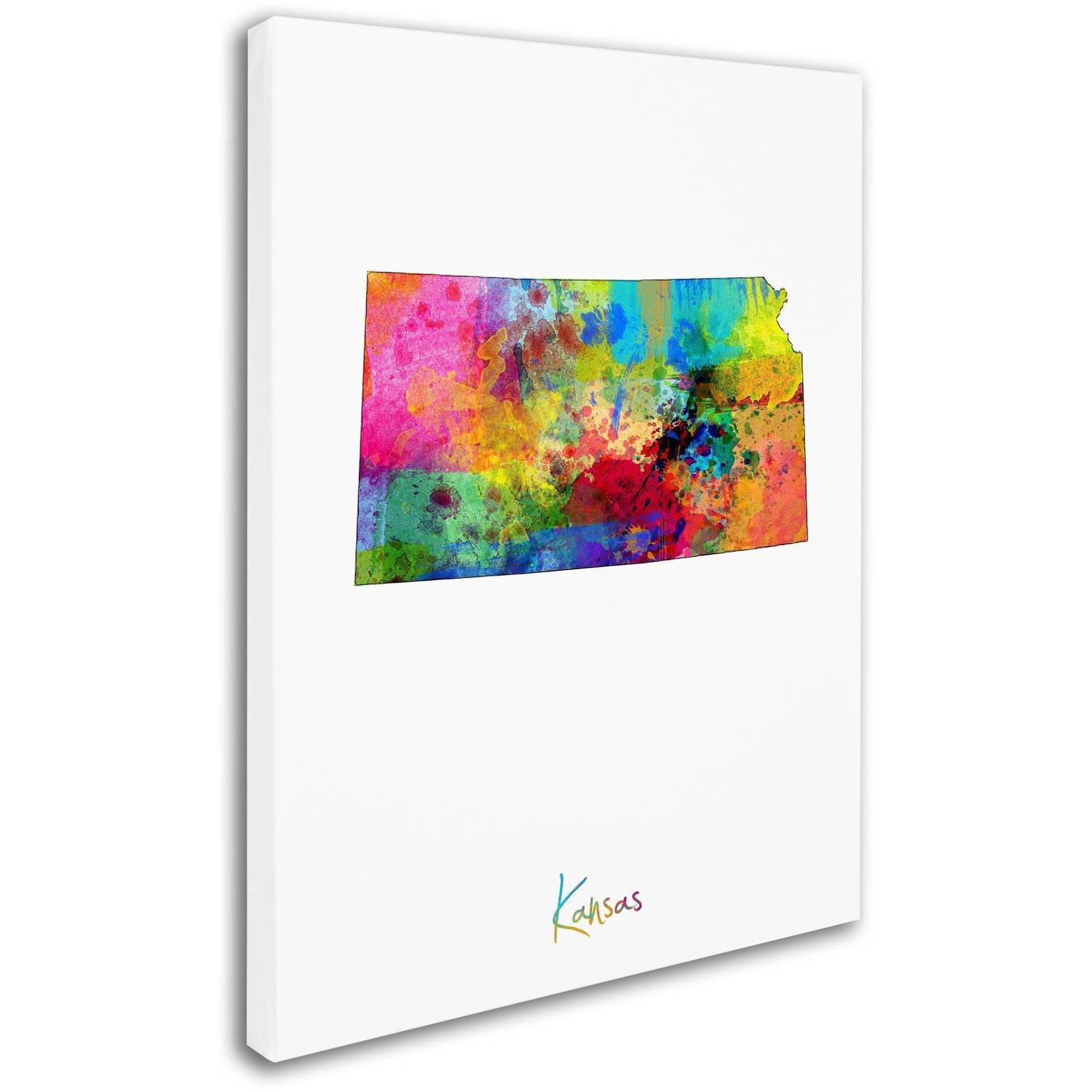 Trademark Fine Art "Kansas Map" Canvas Art by Michael Tompsett